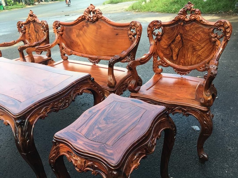 bàn ghế louis gỗ cẩm